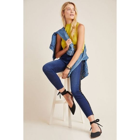 Pilcro High Rise Floral Contrast Skinny Jeans 14 - Picture 3 of 10